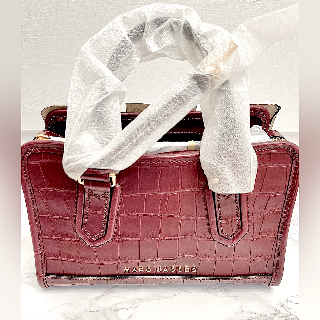 Marc Jacobs Drifter Croc-Embossed Leather Satchel In Syrah (Nwt)